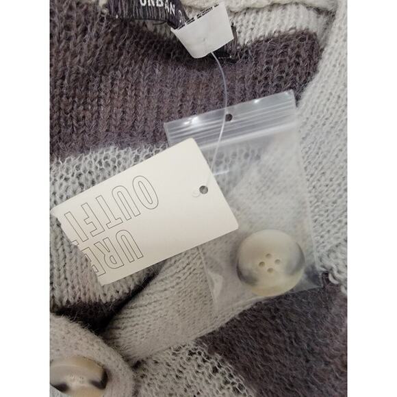 Urban Outfitters Cardigan Sweater XS Sheer Stripe Relaxed Bohemian Distressed - Picture 9 of 13